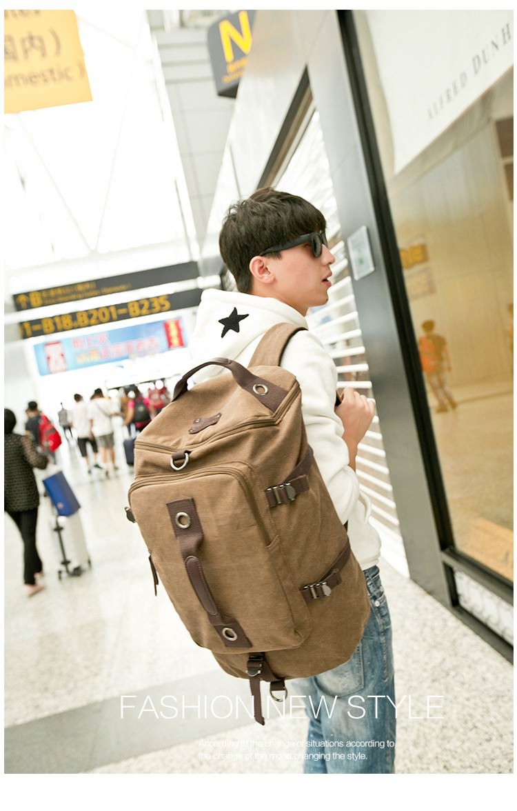 14845 - Дорожная сумка-рюкзак Dezerto Tubus XL: холщовая ткань, ручки-трансформеры, 47 л, объемный внешний карман