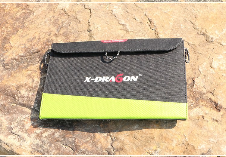 13397 - Солнечное зарядное Allpowers X-DRAGON 20Вт для мобильных телефонов и планшетов: 3 панели, 2 USB-порта, карабин