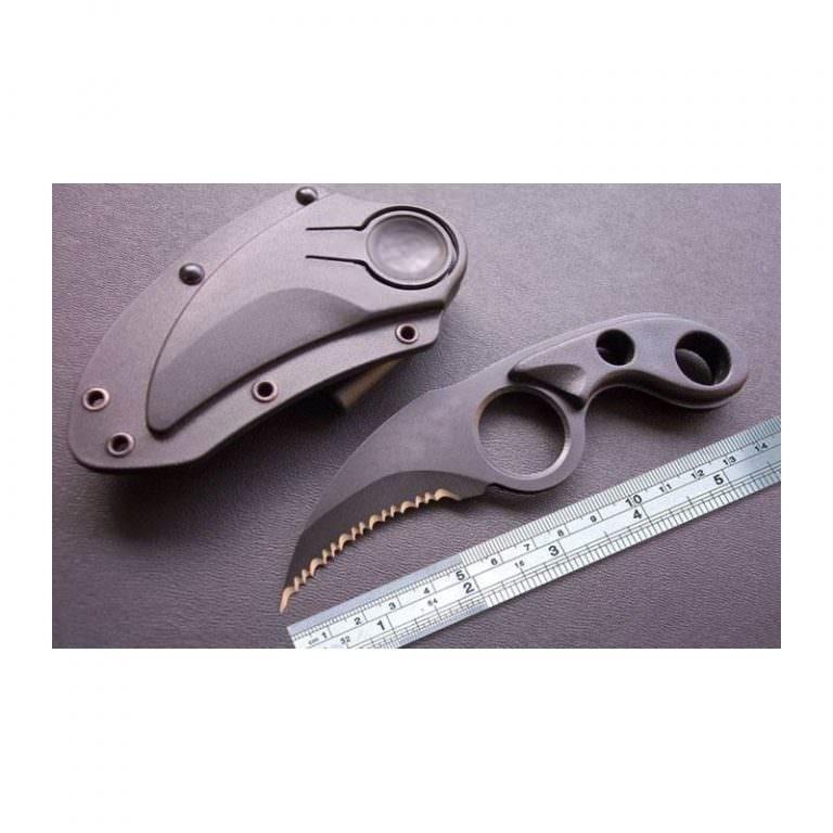 16203 - Городской полносеррейторный нож «Медвежий коготь»: 5 см клинок из нержавеющей стали