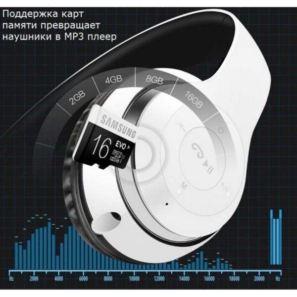 28996 - Складные беспроводные наушники Sound Intone BT-09 - Bluetooth 4.0, 3.5 мм аудио, Micro SD, FM-радио, до 8 часов работы