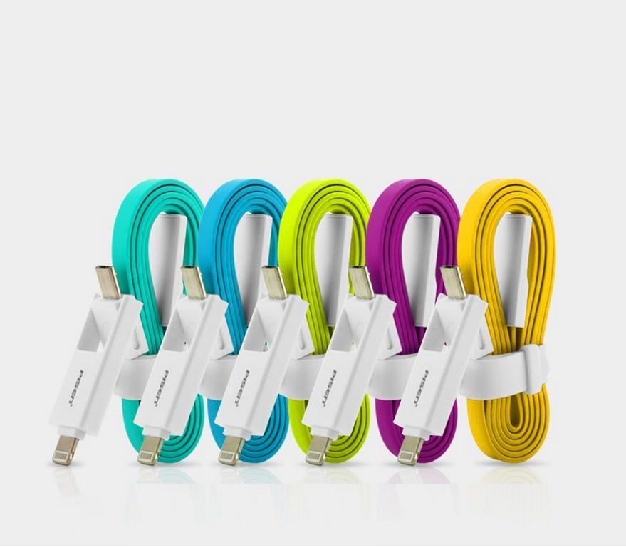 29114 - Плоский комбинированный кабель Pisen Combo для зарядки и передачи данных - Micro USB, Lightning