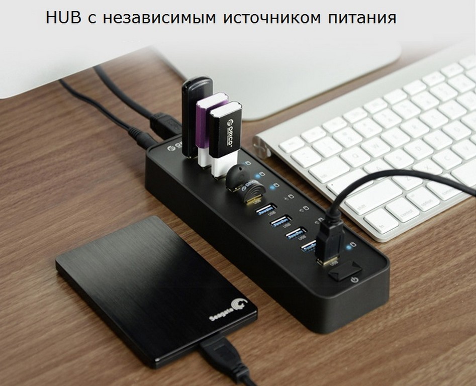 35873 - 10-портовый USB-концентратор ORICO P10-У3 - USB3.0, функция зарядки, независимые индикаторы