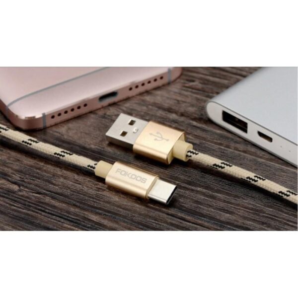 38391 - Нейлоновый кабель-адаптер Fokoos USB Type C к USB: длина 0,25/ 1,5/ 2 м, 5 цветов