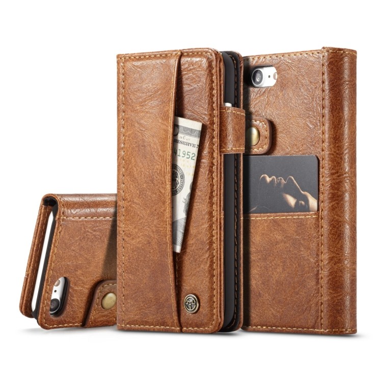 39592 - Кожаный чехол-кошелек CaseMe i8 для iPhone 8/ 7: слоты для карт и денег, PU-кожа Crazy Horse, бизнес-стиль