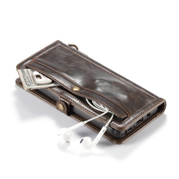39891 - Кожаный чехол-кошелек CaseMe для iPhone X + TPU задняя крышка-бампер + ремешок