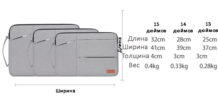 40278 - Водозащищенная сумка для ноутбука диагональю 13, 14, 15 дюймов Sihan Mol