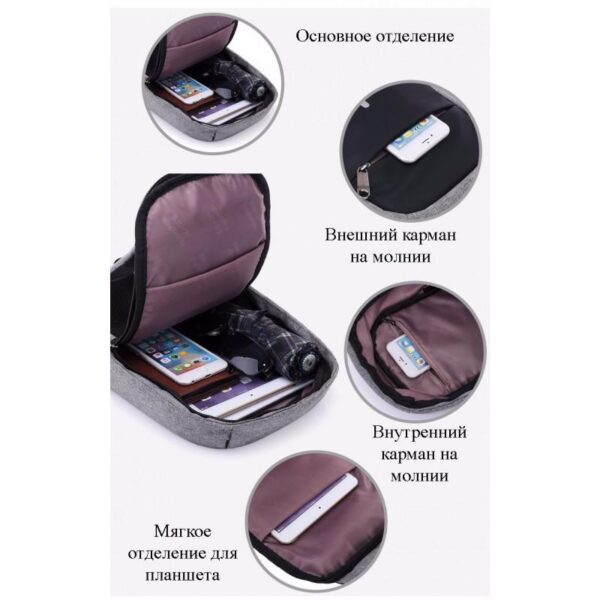 40579 - Городской рюкзак-антивор Bobby Mini с защитой от карманников и USB-портом для зарядки: водонепроницаемый, защита от порезов